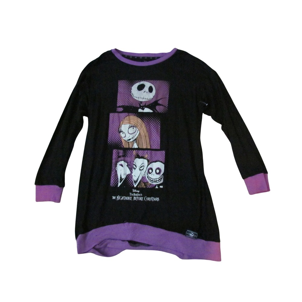 Disney Nightmare Before Christmas Sleep Shirt M Black Purple Goth Loungewear